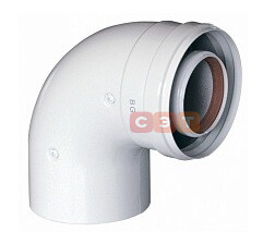 Коаксиальный отвод 90°, диам. 80/125 мм
